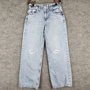 Gap Jeans Girls Low Stride Wide Leg Light Wash Distressed Size 16 Juniors